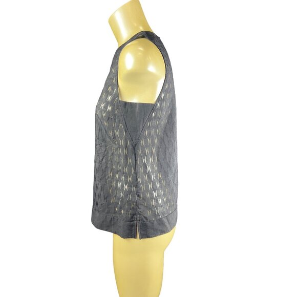 Fossil small black sheer sleeveless relaxed fit boxy top night out - Picture 3 of 9